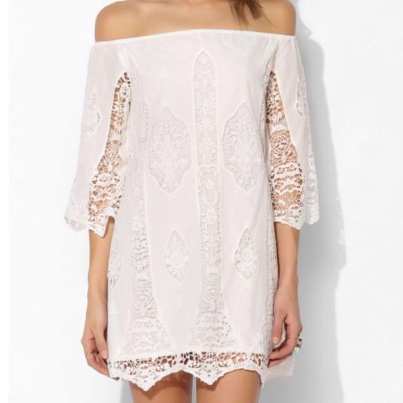 UO Staring at Stars Penny Crochet Mini Dress